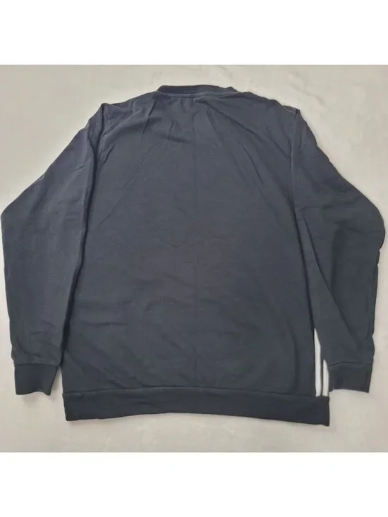 Adidas Center Logo Men's Black 3 Stripes Crew Neck Sweatshirt Size XL - Picture 2 of 10